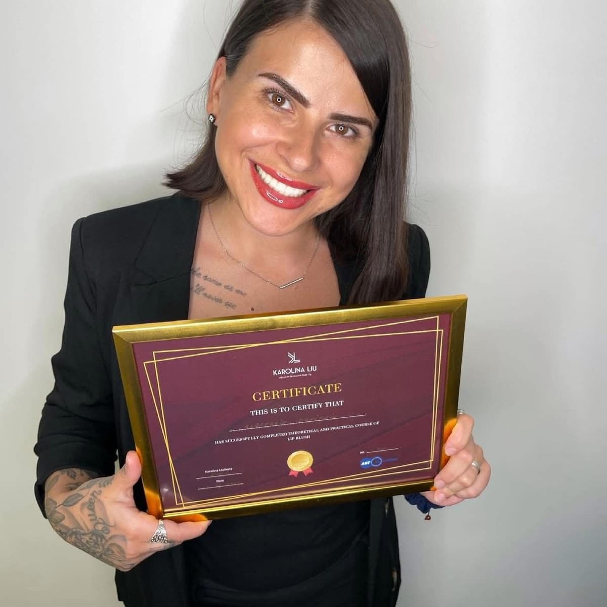 Anastasia with her Lip Blush certification
